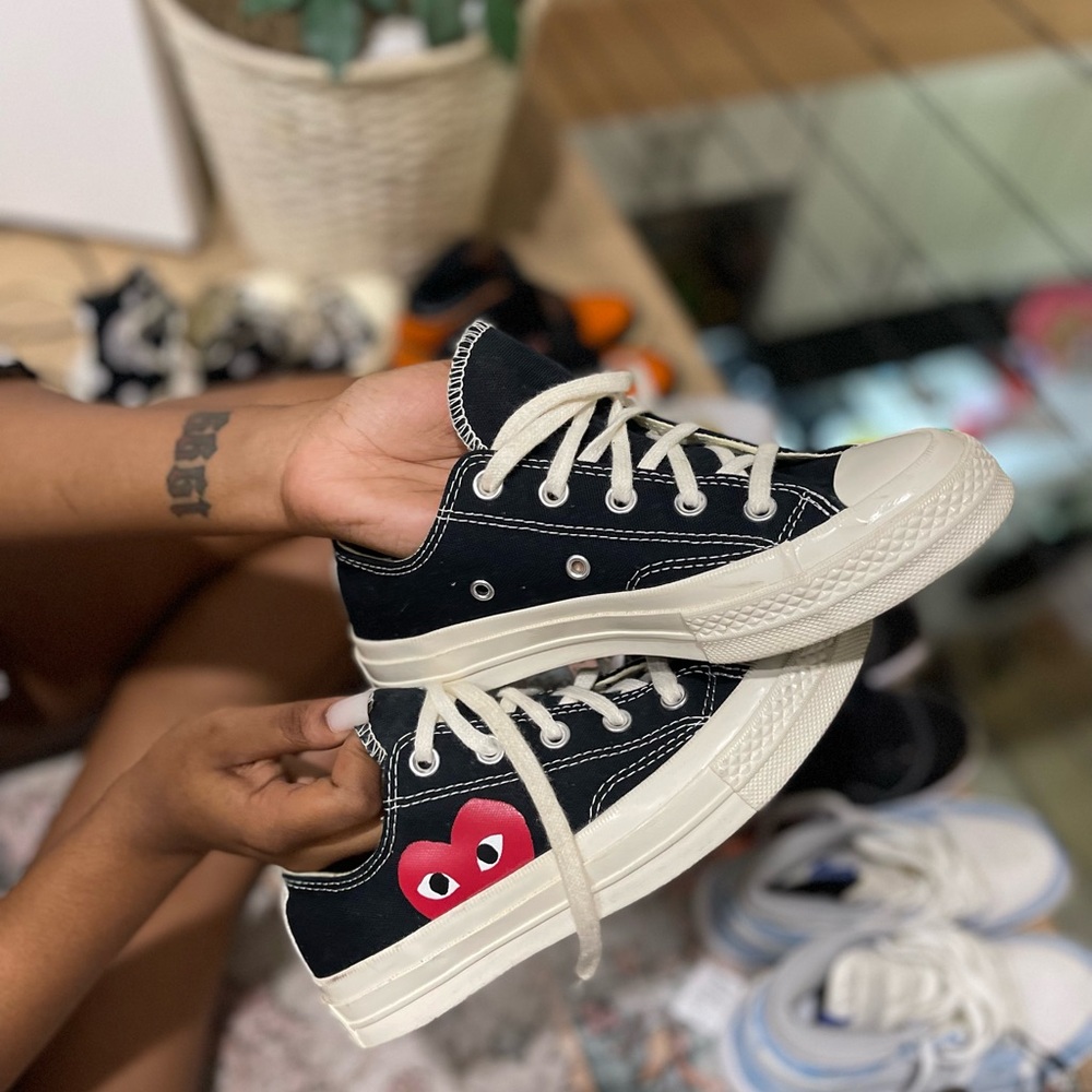 Comme De Garçons Sneakers with Red Heart Detail